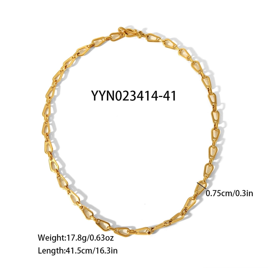 Gocce di bracciale/collana/gioielli a catena cavo [acciaio inossidabile 304, oro 18K placcato]