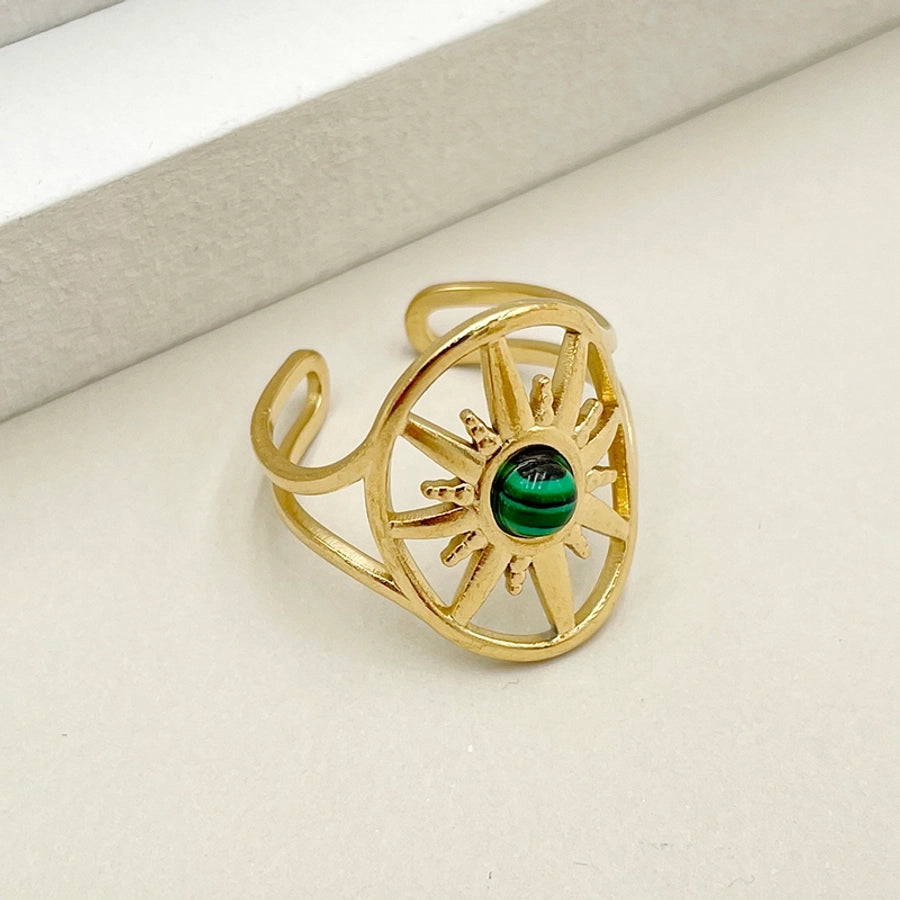 Vintage Style Enamel Ring [304 Stainless Steel 14K Gold Plated]