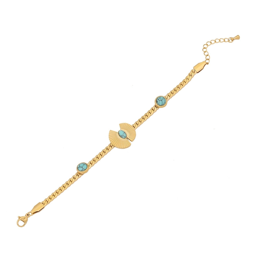 Flower Butterfly Turquoise Bracelets [Stainless Steel,18K Gold Plated]