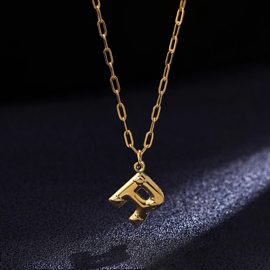 Jewelry Preppy Style Solid Color Shiny Letter 304 Stainless Steel Pendant Necklace