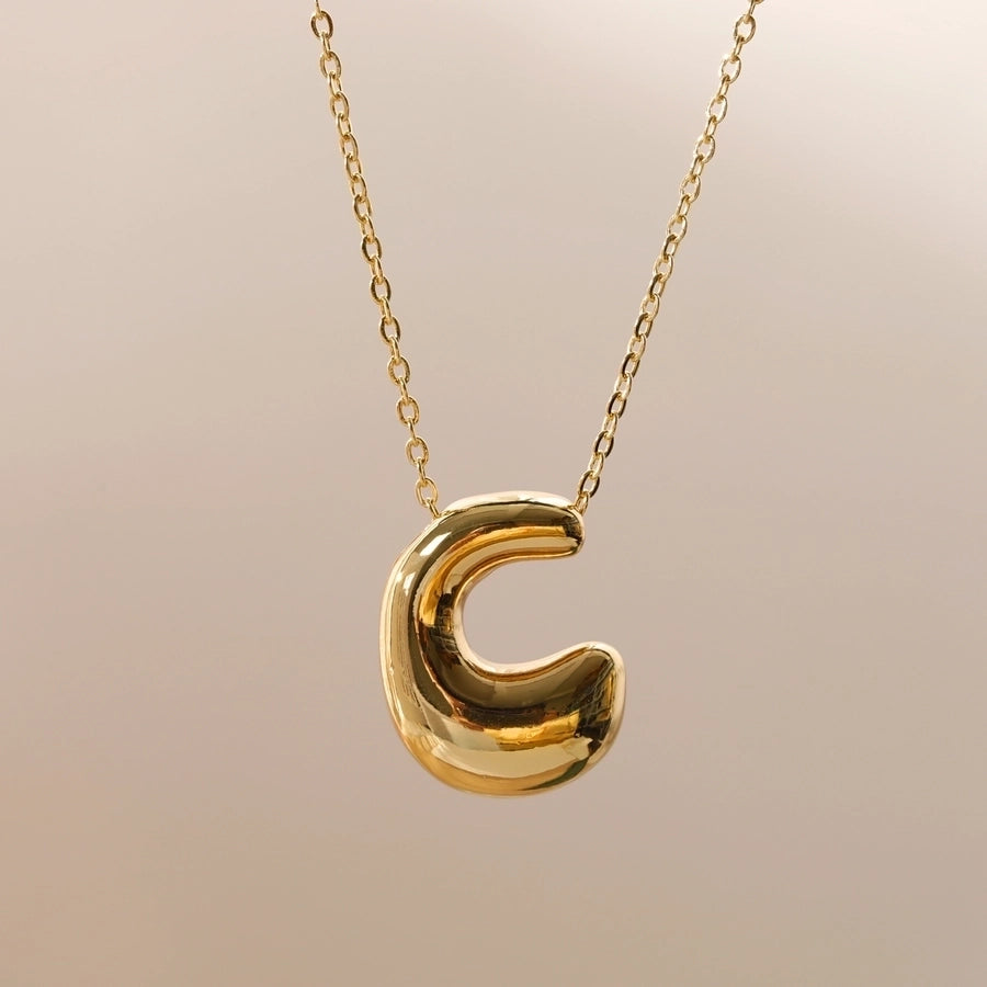 Letter Chain Pendant Necklace [304 Stainless Steel,18K Gold Plated]