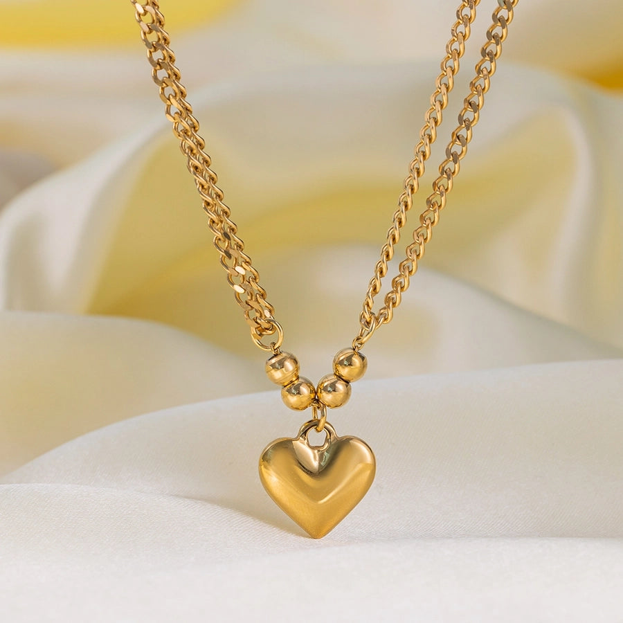 Heart Shape Curb Chain Necklace/Bracelet [304 Stainless Steel 18K Gold Plated]