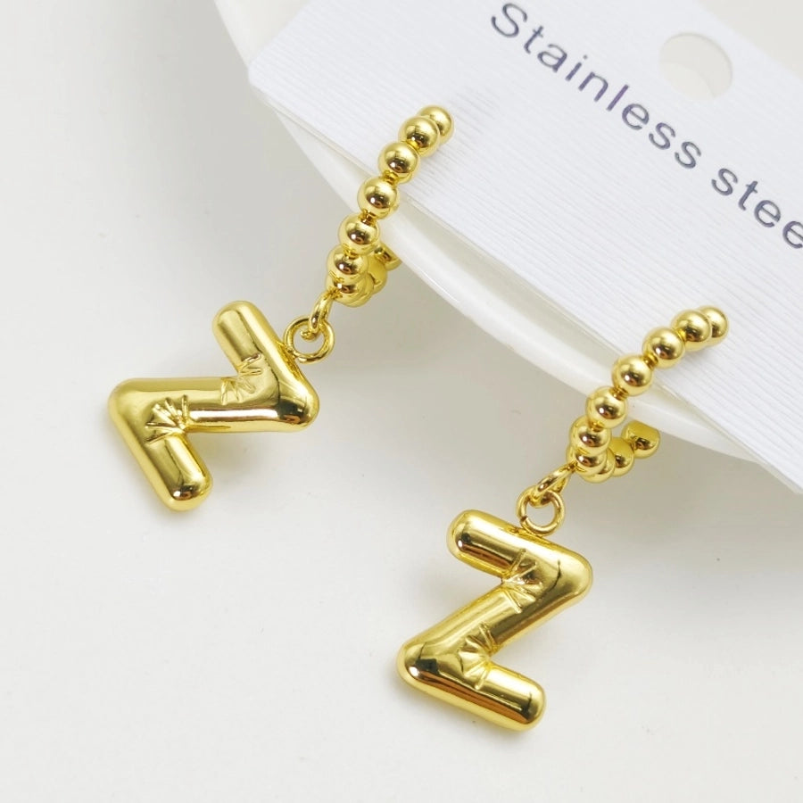 Letter Drop Earrings [304 Stainless Steel,18K Gold Plated]