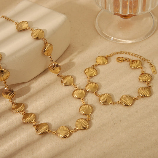 Shell D driedimensionale armband/ketting [304 roestvrij staal, 18K vergulde goud]