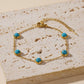 Retro Round Plastic Turquoise Jewelry Set [304 Stainless Steel, 18K Gold Plated]