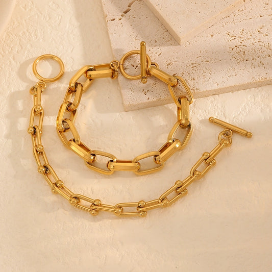 Braccialetti a catena spessa [acciaio inossidabile 304, oro 18K placcato]