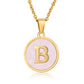 Round Letter Necklace [304 Stainless Steel,18K Gold Plated]