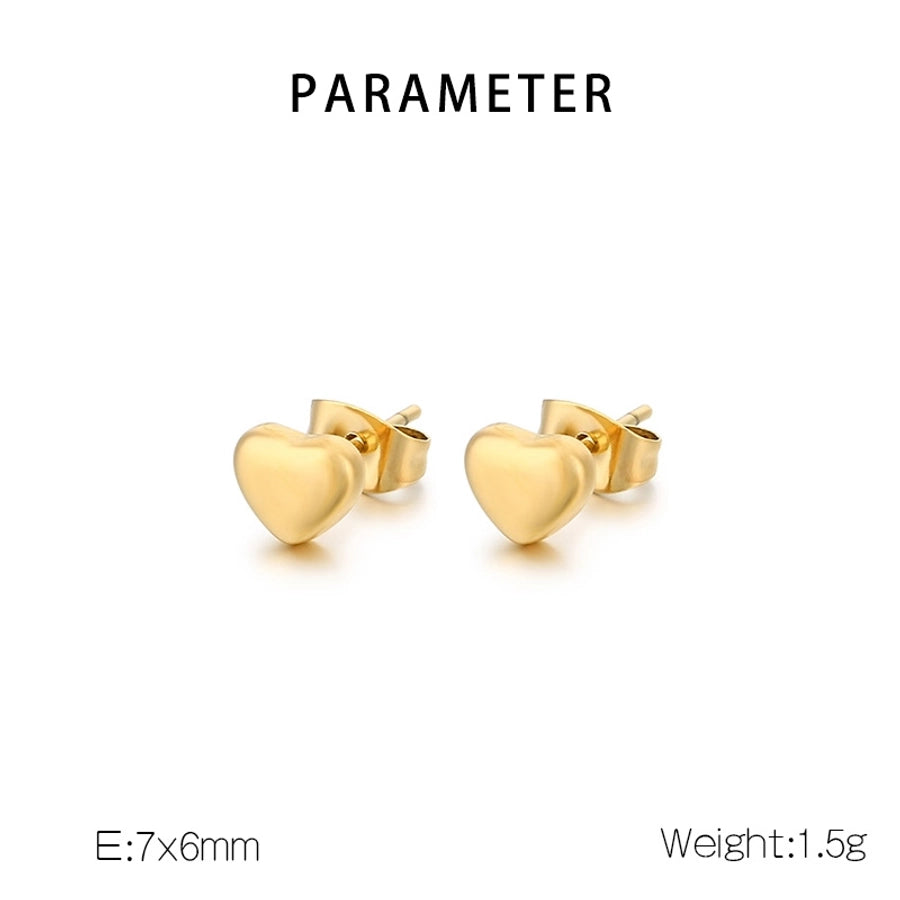 Small Heart Shape Stud Earrings [304 Stainless Steel,18K Gold Plated]