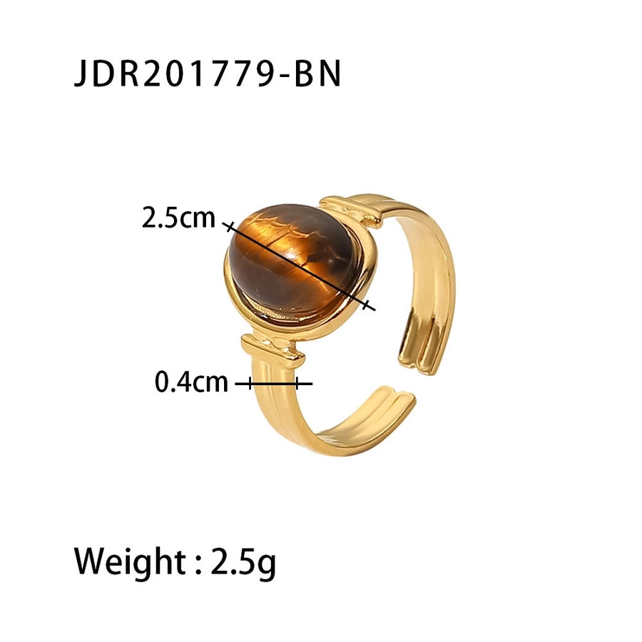 Artificial Gemstones Open Ring [304 Stainless Steel]