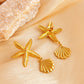 Starfish Shell Drop Earrings [304 Stainless Steel]