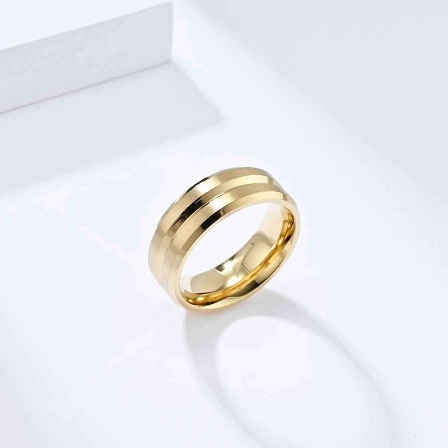 Simple Style Solid Color Ring [304 Stainless Steel 18K Gold Plated]