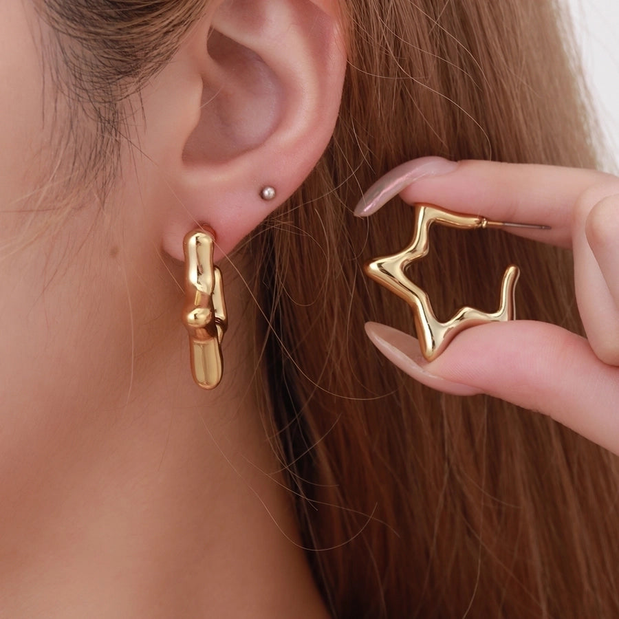 Star Hoop Earrings [304 Stainless Steel]