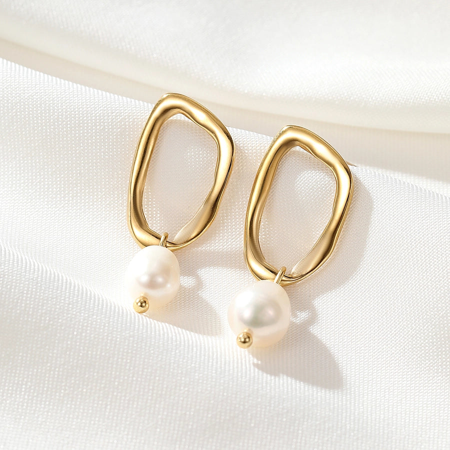 Drop Pearl Earrings [304 Stainless Steel]