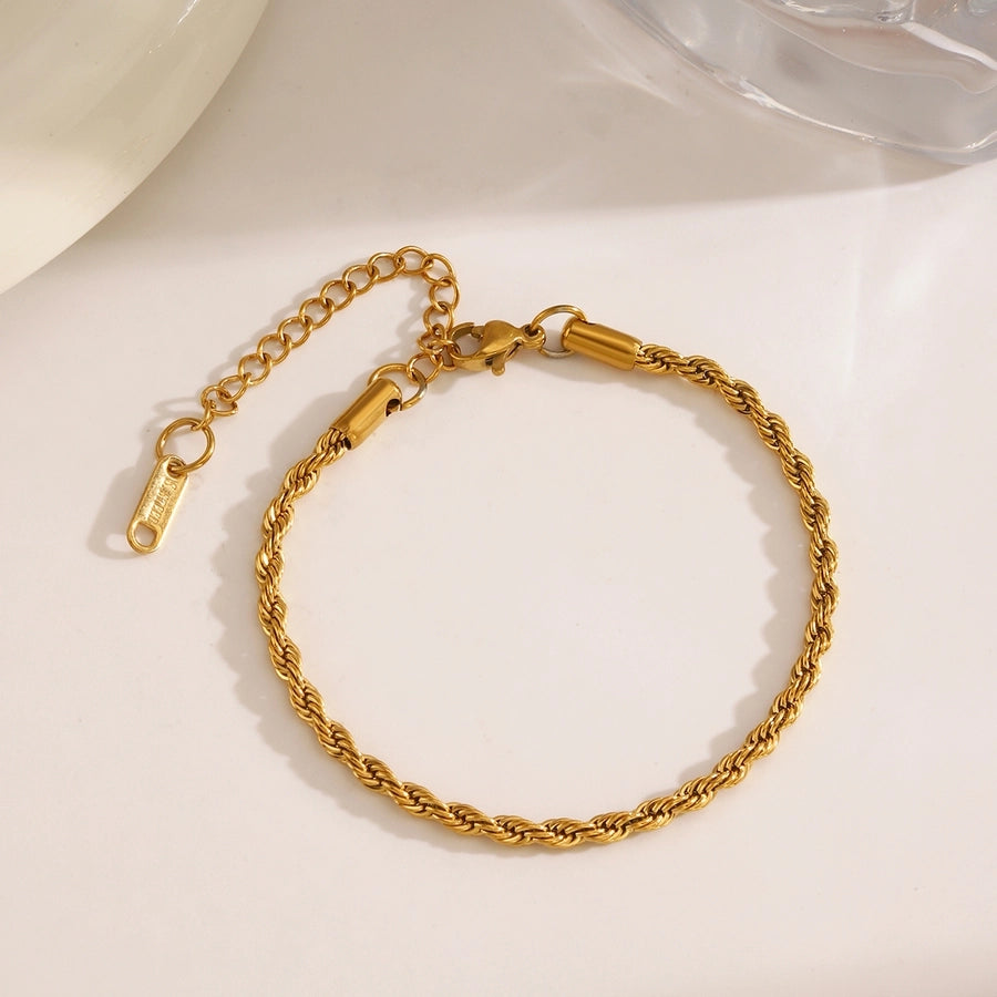 Twist Rope Chain Bracelets [304 Stainless Steel,18K Gold Plated]