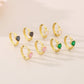 Commute Heart Shape Colored Rhinestone Earrings [304 Stainless Steel,18K Gold Plated]