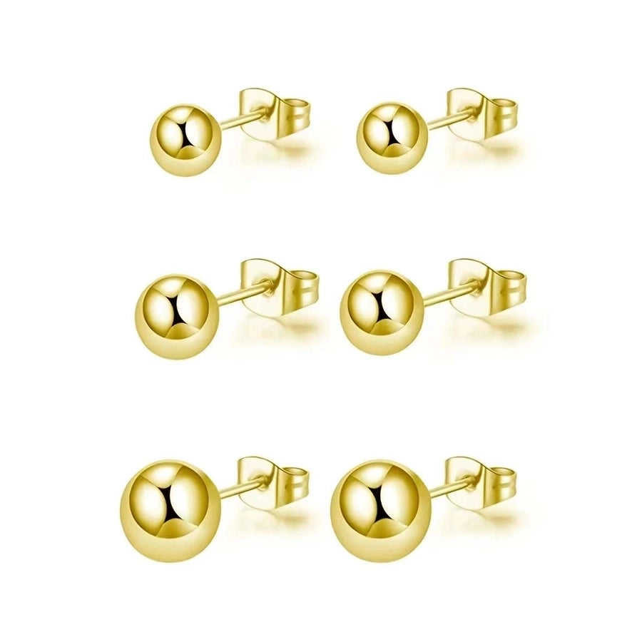 1 Pair Simple Style Round Stud Earrings [304 Stainless Steel 18K Gold Plated]