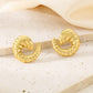 Vintage Style Horn Pattern Earrings [304 Stainless Steel, 18K Gold Plated]