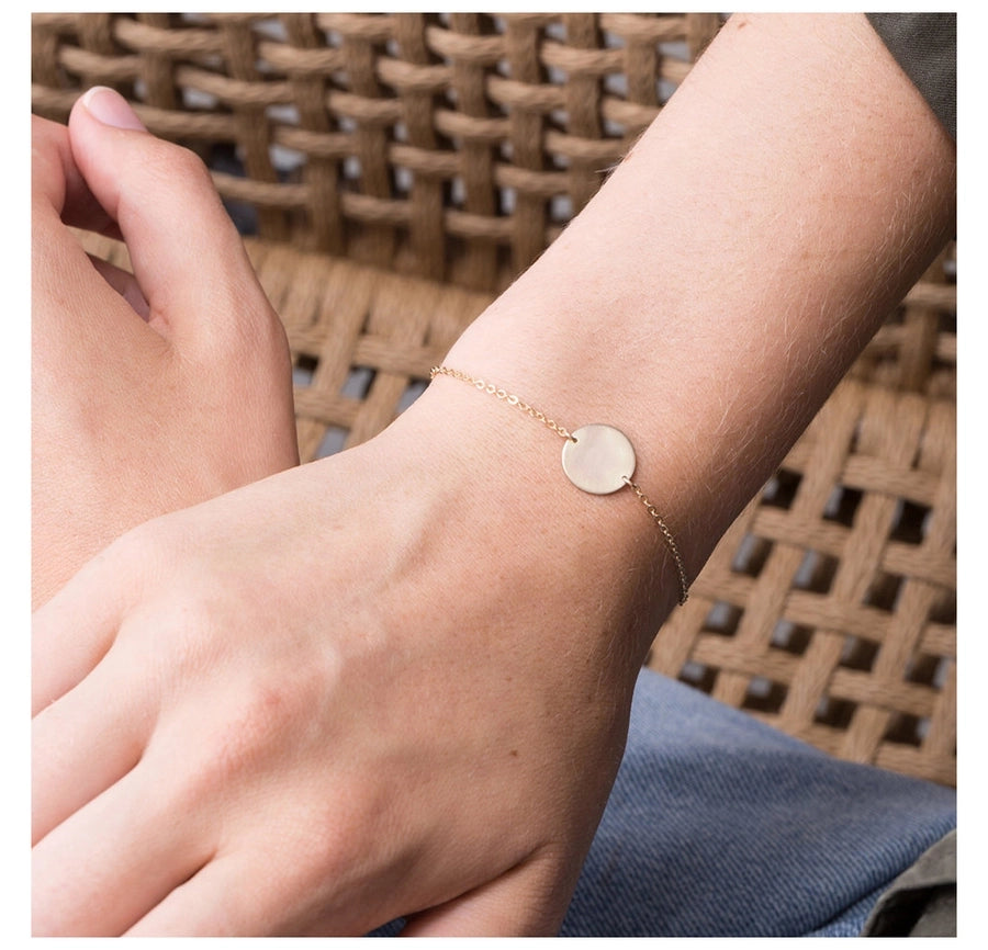 Round Coin Bracelet [304 Stainless Steel,14K Gold Plated]