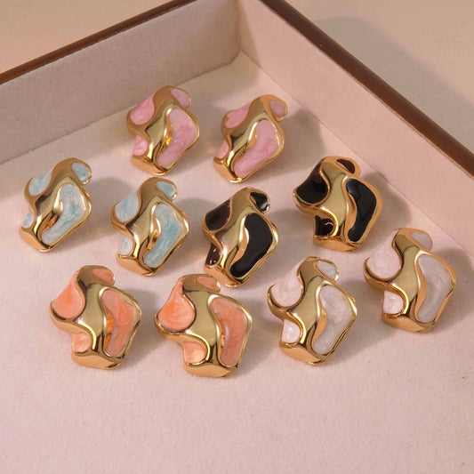 Vintage Style Irregular Color BlockEarrings [304 Stainless Steel]