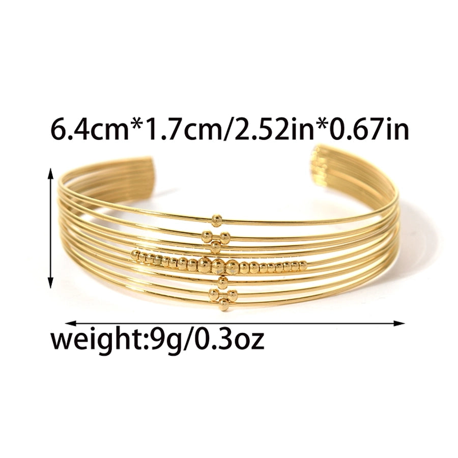 Golden Rows Bangle Bracelet [304 Stainless Steel,14K Gold Plated]