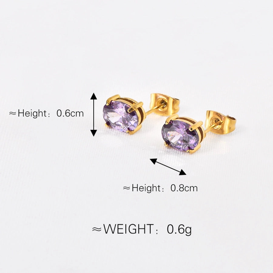 Shiny Squarel Rhinestones Ear Studs [304 Rustfrit stål, 18K guldbelagt]