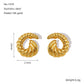 Swirl Croissant Polishing  Ear Studs [304 Stainless Steel,18K Gold Plated]