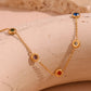 Round Colored Rhinestones Bracelet [304 Stainless Steel,18K Gold Plated]