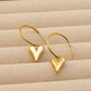 Heart Shape Drop Hoop Earrings [304 Stainless Steel,18K Gold Plated]