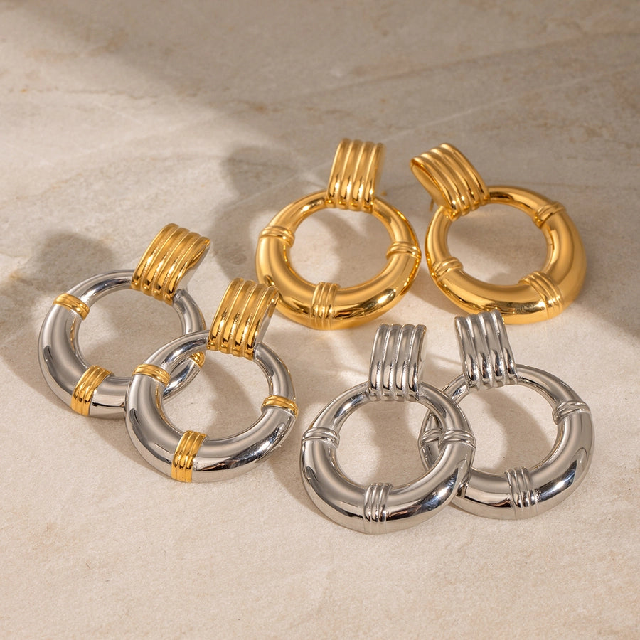 Mix Silver Gold Circle Earrings [304 Stainless Steel]