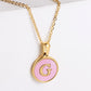 Pink Shell Letter Necklaces [304 Stainless Steel,18K Gold Plated]