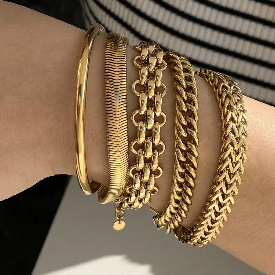 Thick Chain Bracelets [304 Stainless Steel,16K Gold Plated]