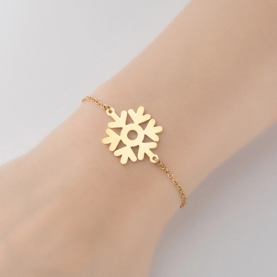 Bracelets de floco de neve [201 aço inoxidável, peito de ouro de 18k]