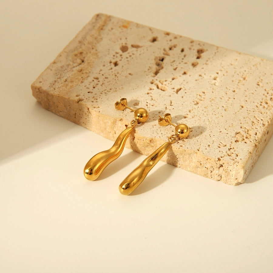 Japanese  Irregular Polishing Earrings [304 Stainless Steel,18K Gold Plated]