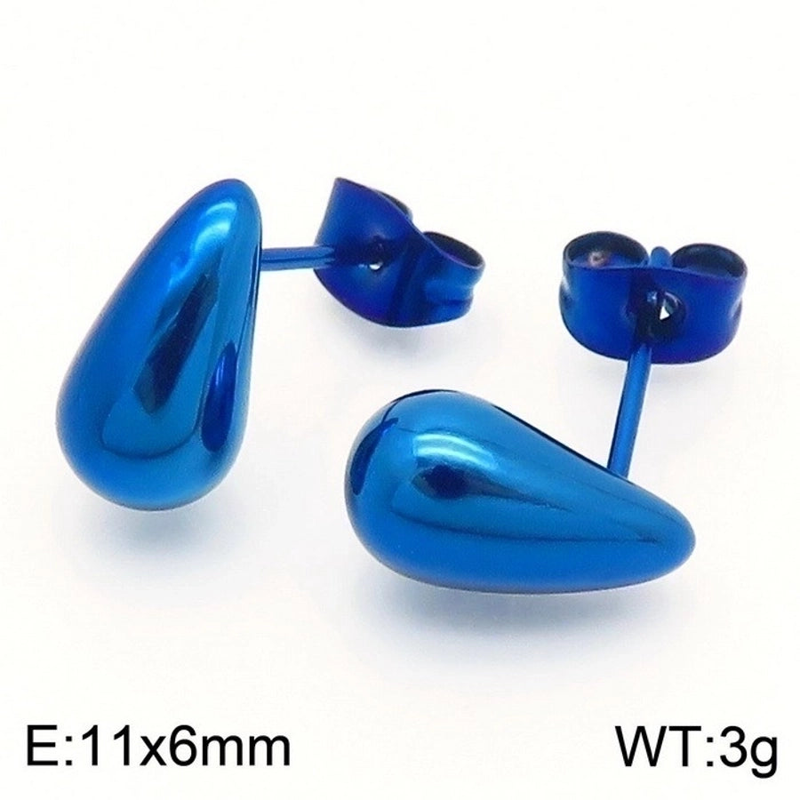 Water Droplets Ear Studs [Stainless Steel,18K Gold Plated]