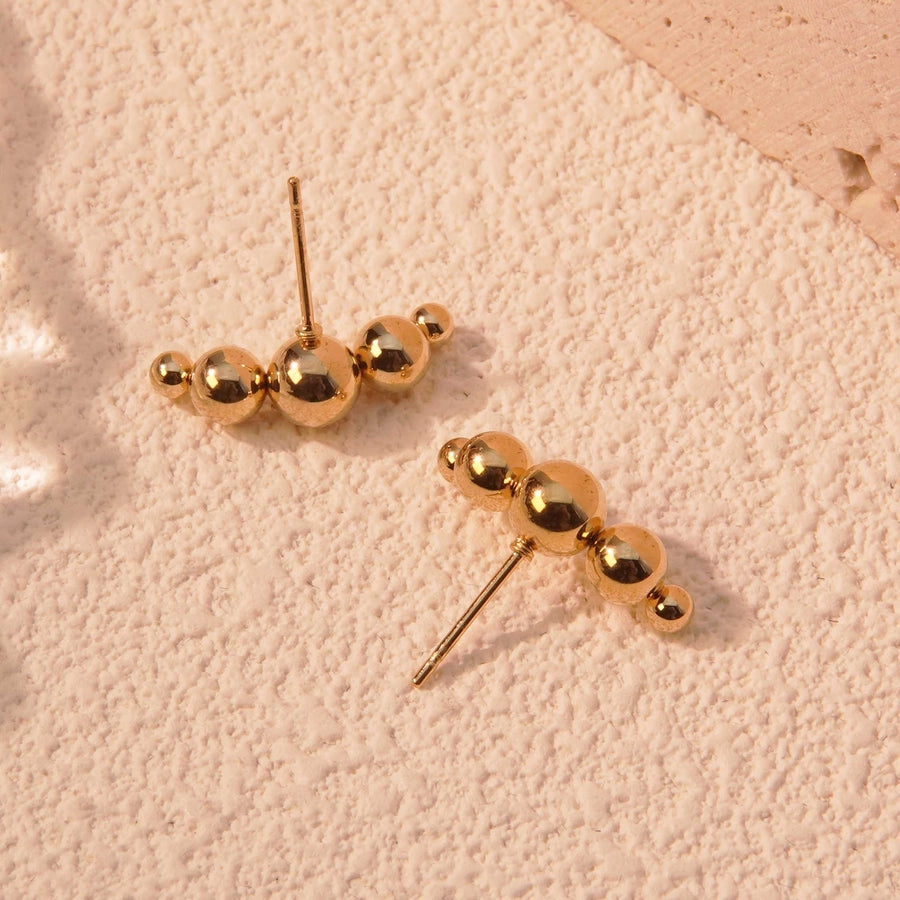 Small bead Ball Earrings [304 Stainless Steel,18K Gold Plated]