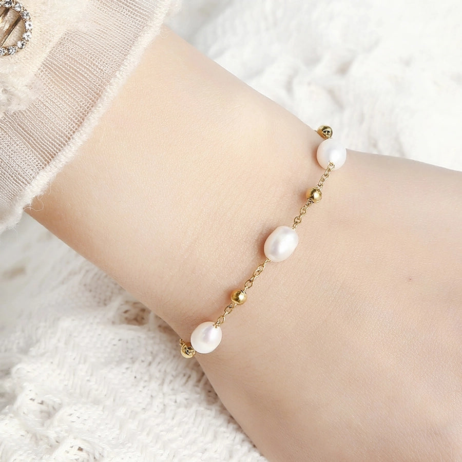 Water Pearl Droplets Bracelet [Stainless Steel]