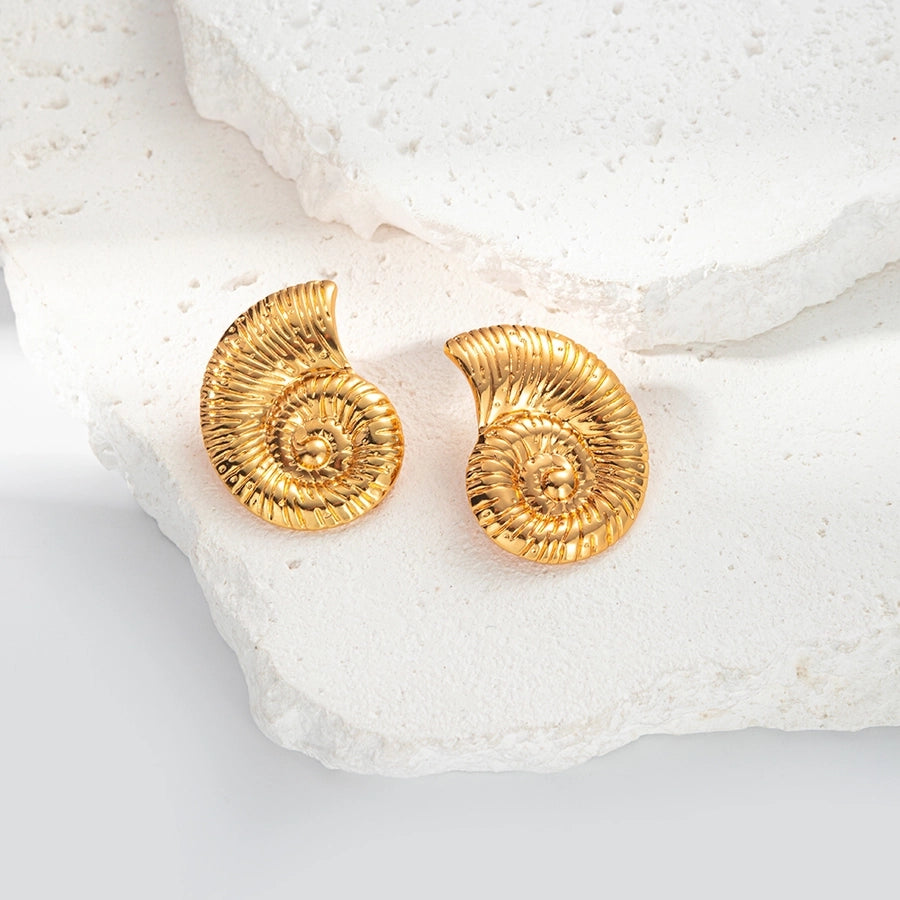 Snail Conch Earrings [304 Stainless Steel,14K Gold Plated]