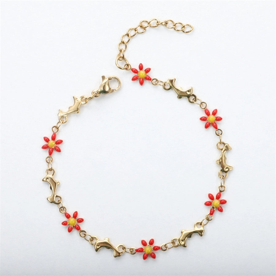 Dolphin Flower  Bracelet [304 Stainless Steel]