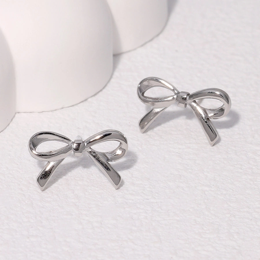 Bow Knot Earrings [304 Stainless Steel,18K Gold Plated]