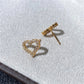 Hartvorm Rhinestone Oor Studs [304 roestvrij staal, 18K GOUD PLATED]