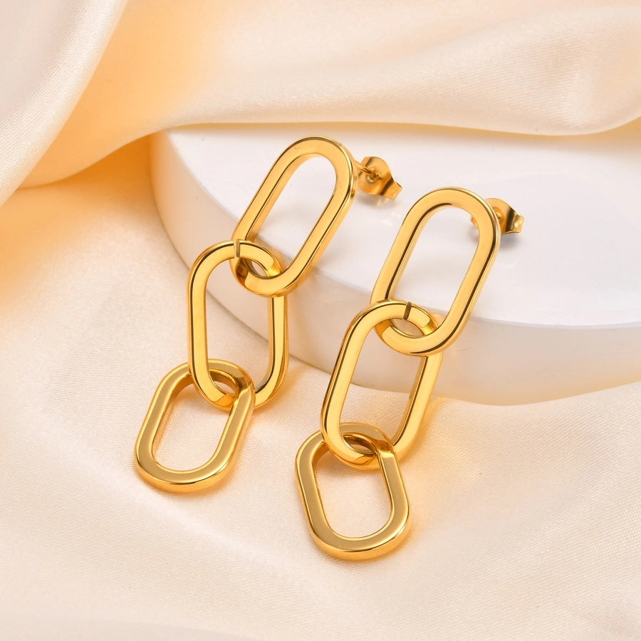 Asymmetrical Chain Earrings [201 Stainless Steel,18K Gold Plated]