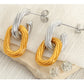 Double Ring Silver Gold Drop Earrings [304 Stainless Steel,18K Gold Plated]