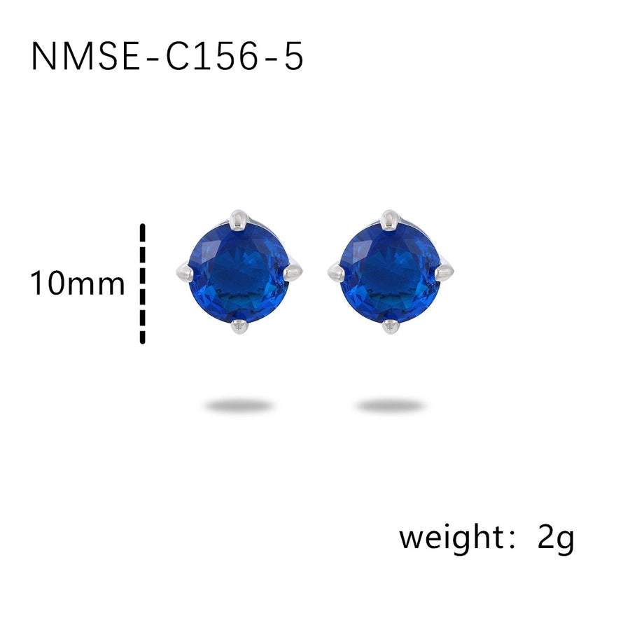 Round Colour Rhinestones Earrings [304 Stainless Steel]