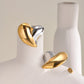 Duo Tone Heart Form Ohrringe [201 Edelstahl, 18K Gold plattiert]