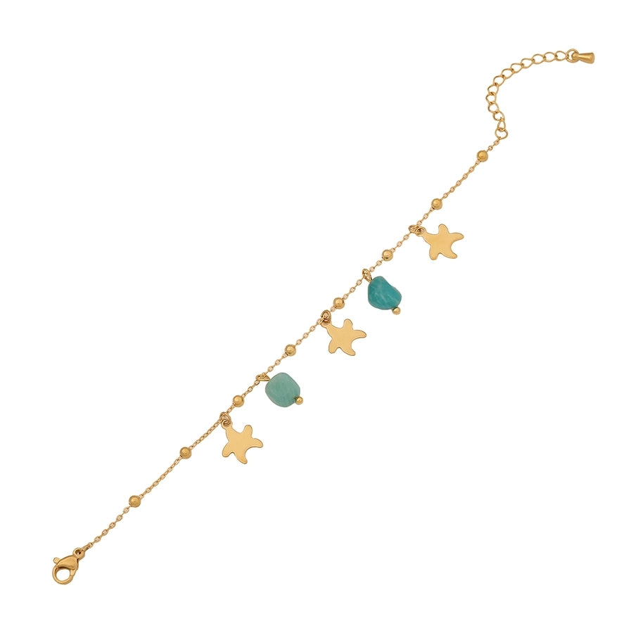 Pulsera de pescado de concha de estrella marina [304 acero inoxidable, 18k dorado chapado]