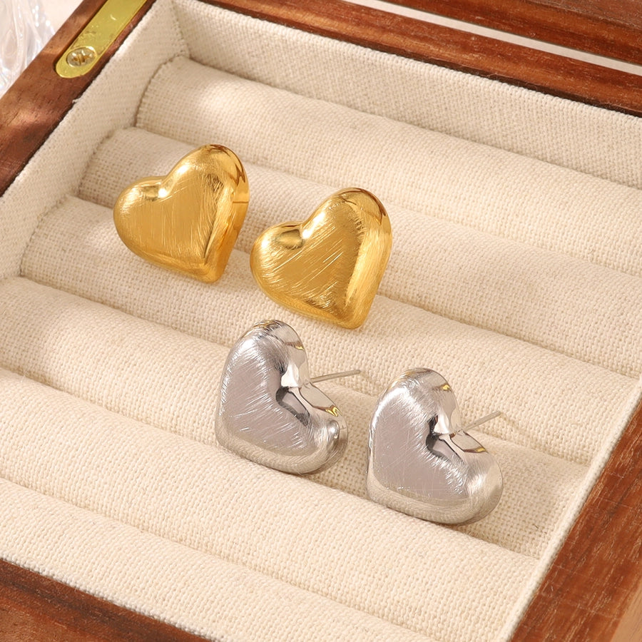 Heart Shape Earrings [304 Stainless Steel,18K Gold Plated]