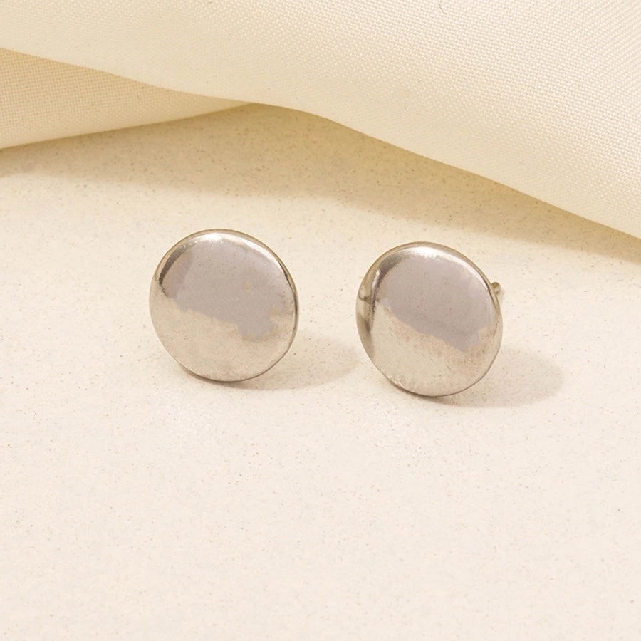 Flat Round Earrings [304 Stainless Steel,18K Gold Plated]