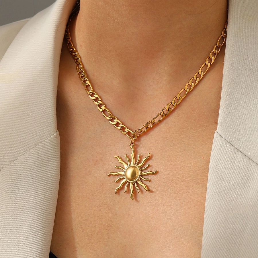 Sun Necklace [304 Stainless Steel,18K Gold Plated]