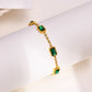 Green Zircon Chain Bracelets [201 Stainless Steel, 18K Gold Plated]