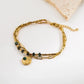 Natural Stone Beaded Bracelets [304 Stainless Steel,18K Gold Plated]